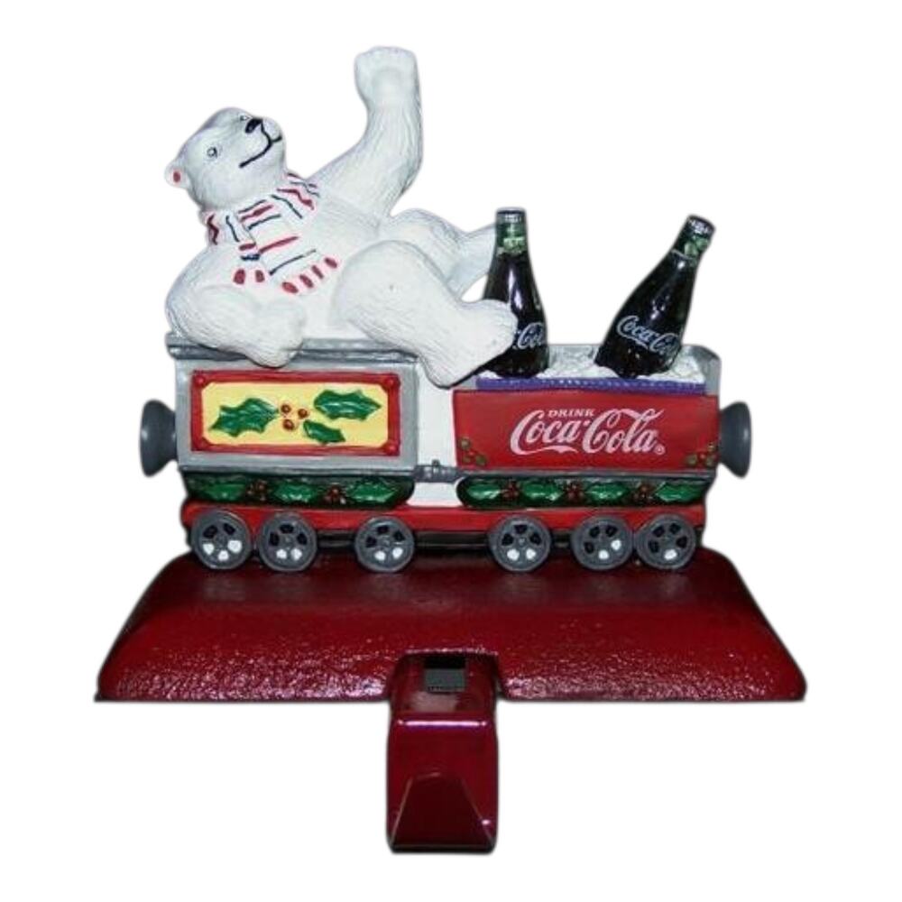 Vintage 1993 Coca Cola Stocking Holder Bottling Works Polar Bear Train